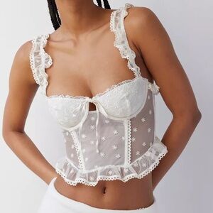 Out From Under “Lazy Daisy” Ruffle Corset White Bridal S